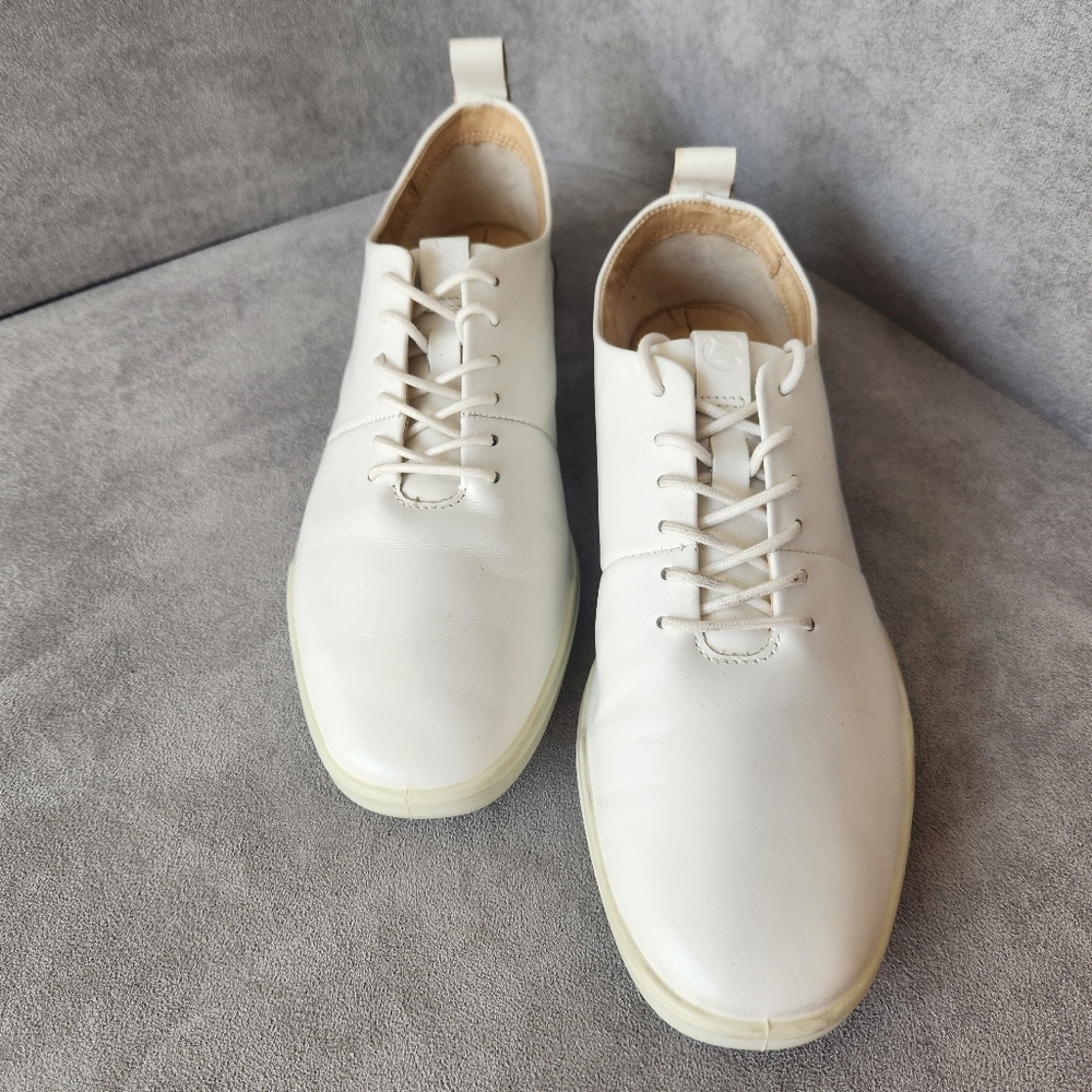 Ecco Sneakers Women's 7 White Leather Simpil II Preppy Tennis Old Money Modest
